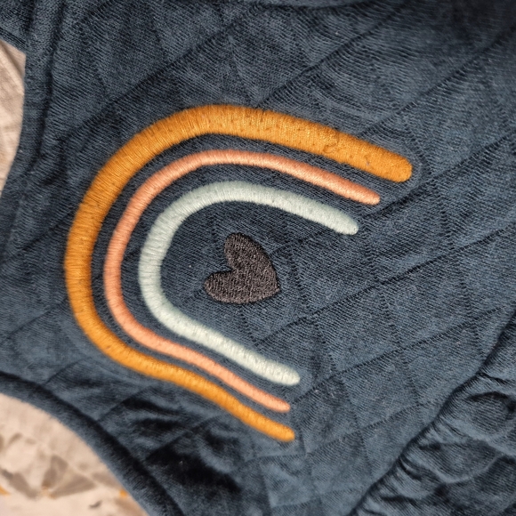 Green Overall baby dress with rainbow design 3-6 months - Picture 2 of 5